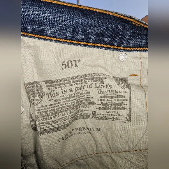 Levi's 501 Original Fit Straight Leg Blue Jeans - Picture 11 of 12